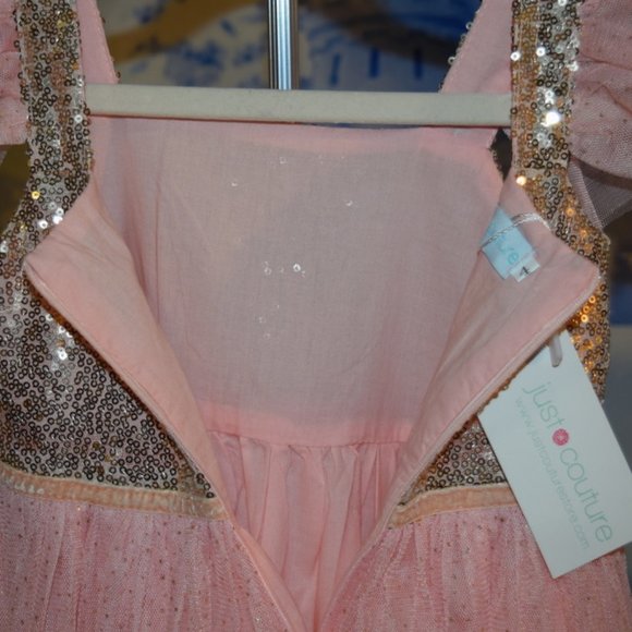 NWT ~ Girls Just Couture Sparkle Pink & Gold Skylar Dress $101 - Picture 10 of 10